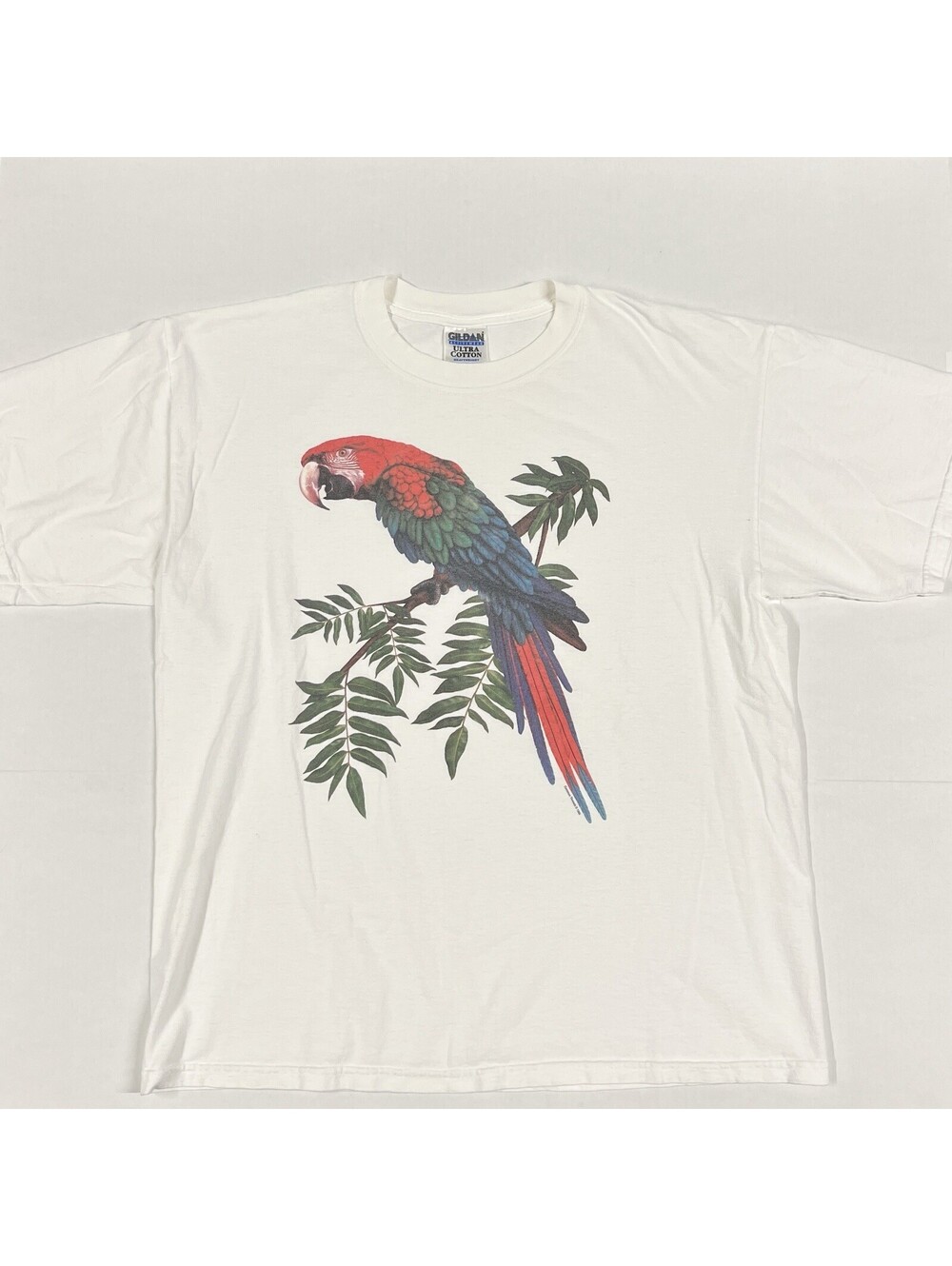 Vintage Parrot Bird T Shirt White Sz XL 90s Gildan Common Threads Tee 1999